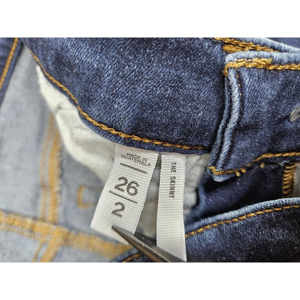 (3/$35) LOFT Jeans Womens 2 / 26 Blue Skinny Stretch Denim High Rise Skinny - Picture 5 of 11